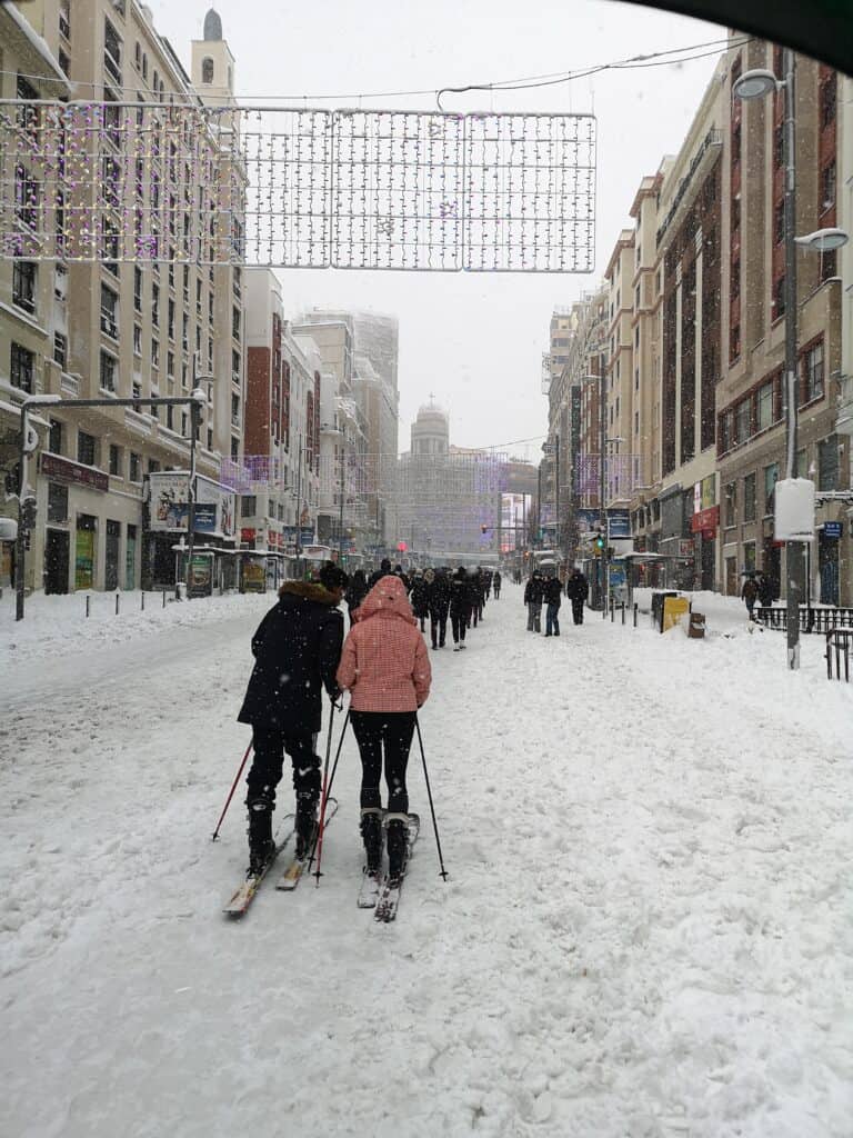 sneeuw Gran Via Madrid