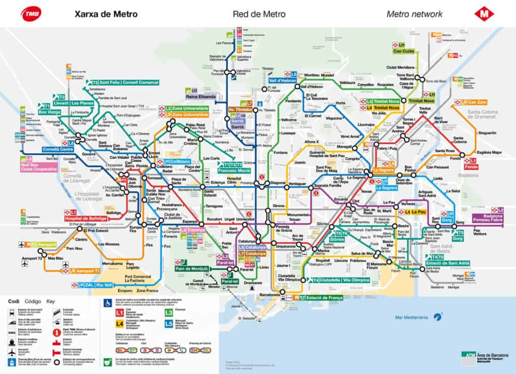 kaart metro barcelona